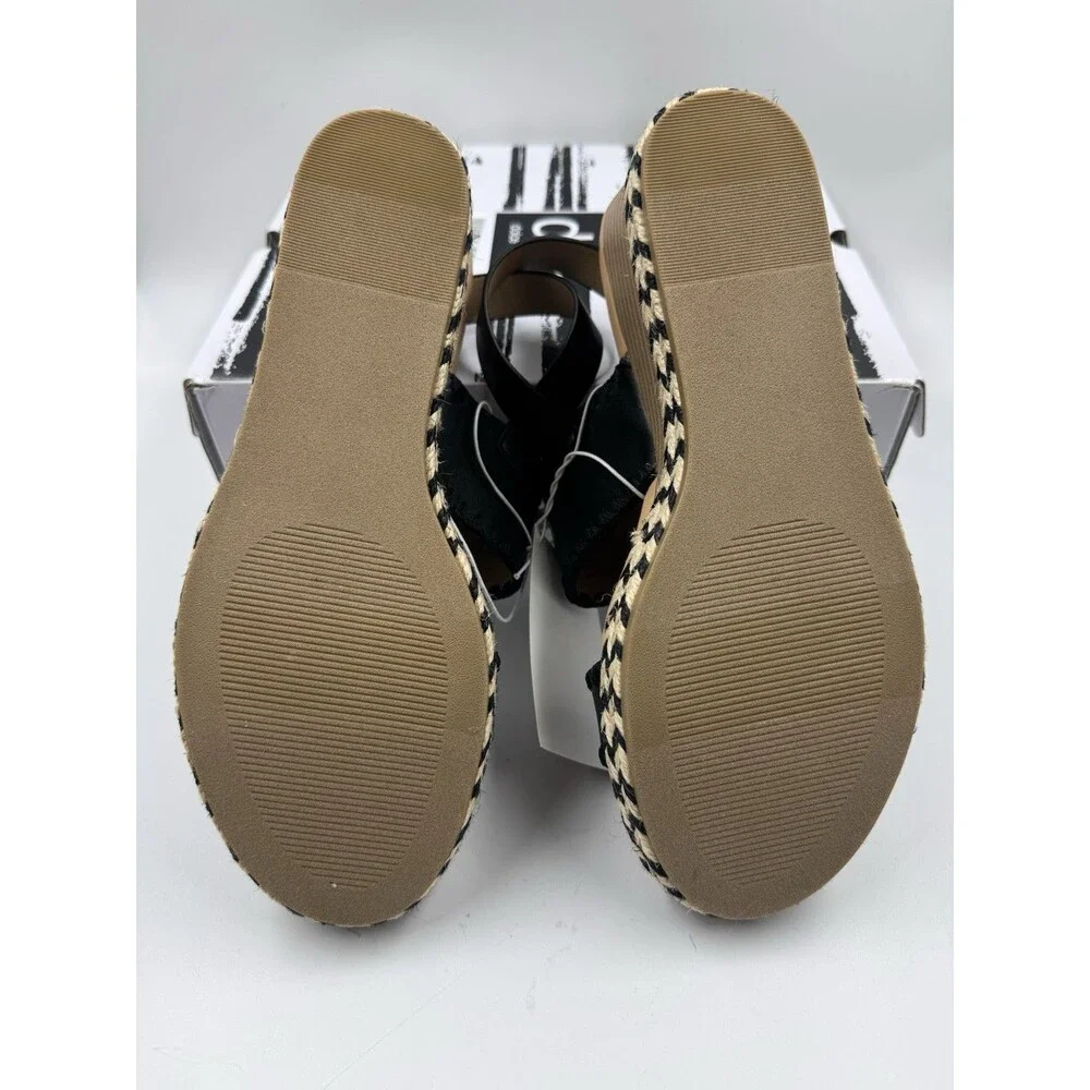 Dolce Vita Black Esmaya Espadrille Platform Wedge Sandals NEW Size 9